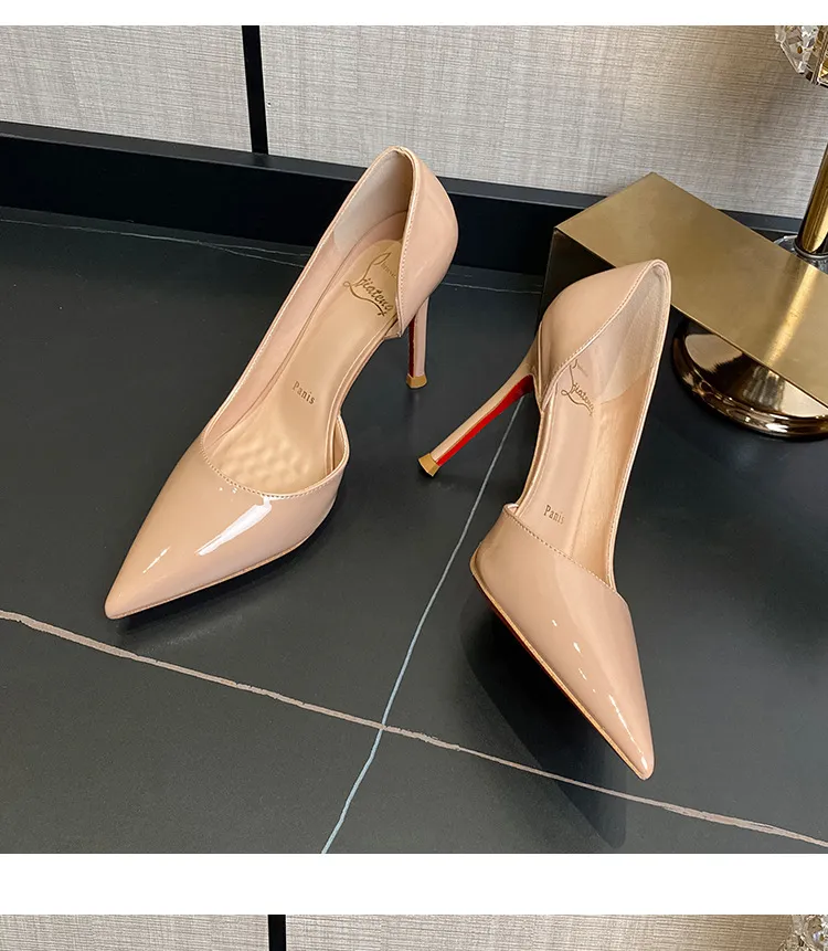 Women's Nude High Heels Stiletto Red Sole - Pointed Toe Patent Leather Sexy Elegant Party Dress Shoes 2025 New Style showcase 19