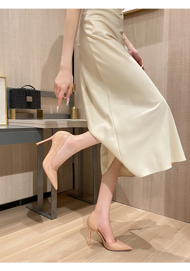 Women's Nude High Heels Stiletto Red Sole - Pointed Toe Patent Leather Sexy Elegant Party Dress Shoes 2025 New Style showcase 18