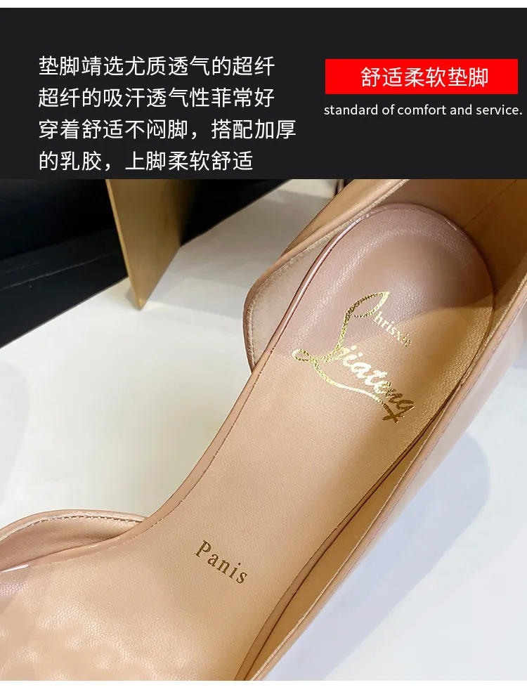 Women's Nude High Heels Stiletto Red Sole - Pointed Toe Patent Leather Sexy Elegant Party Dress Shoes 2025 New Style showcase 10