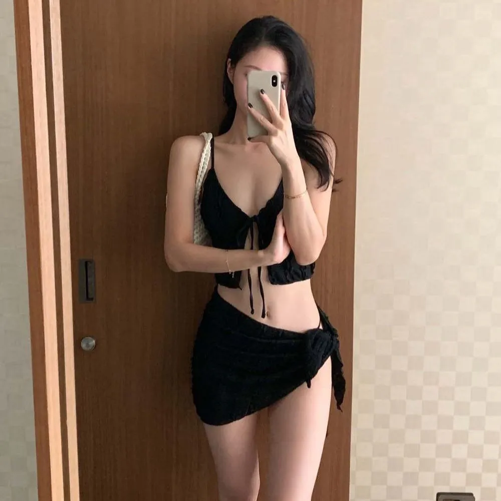 Women's Bikini Swimsuit Set - Korean Style High-End Swimwear for Hot Springs & Travel - Three-Piece Pure Desire Style thumbnail 6