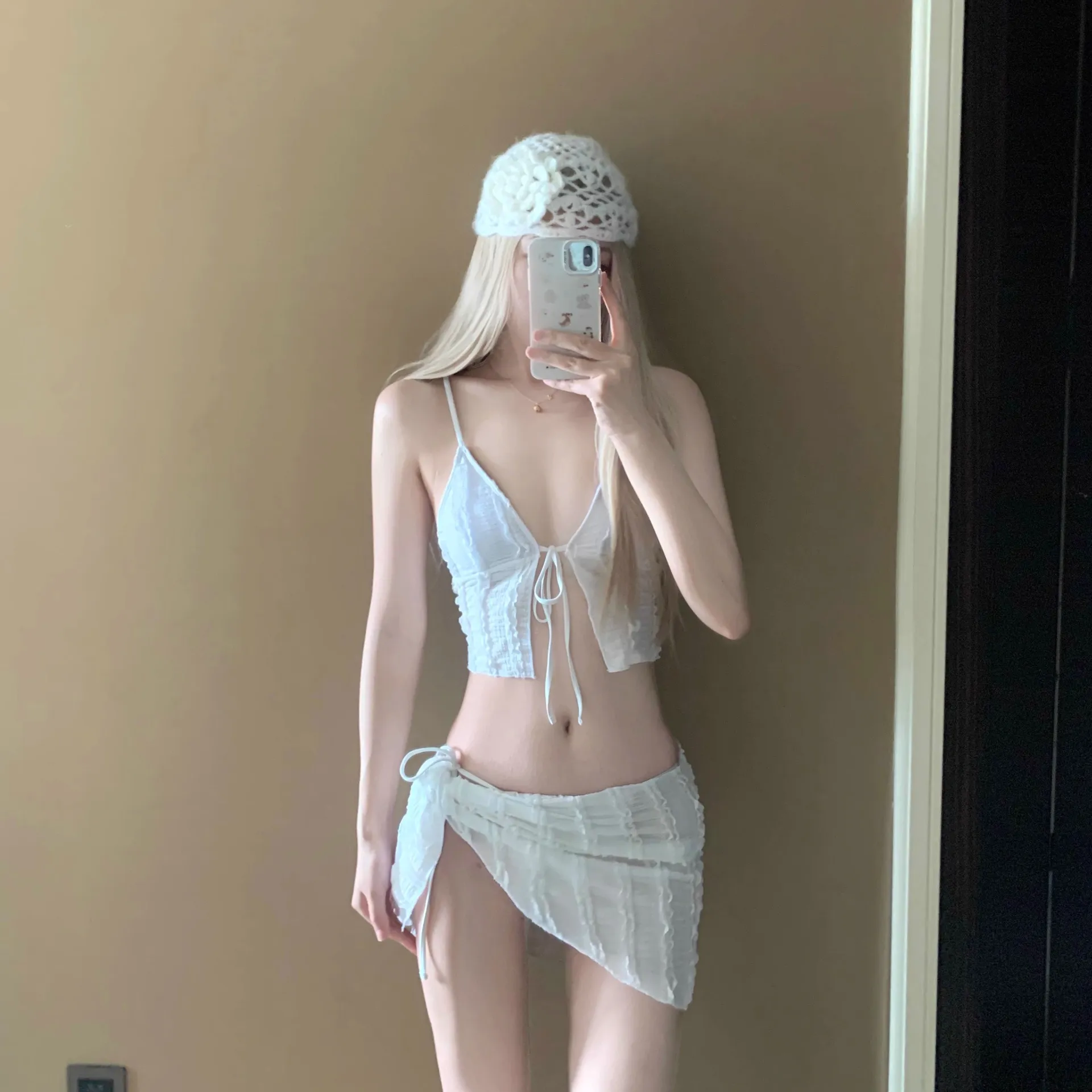 Women's Bikini Swimsuit Set - Korean Style High-End Swimwear for Hot Springs & Travel - Three-Piece Pure Desire Style thumbnail 7