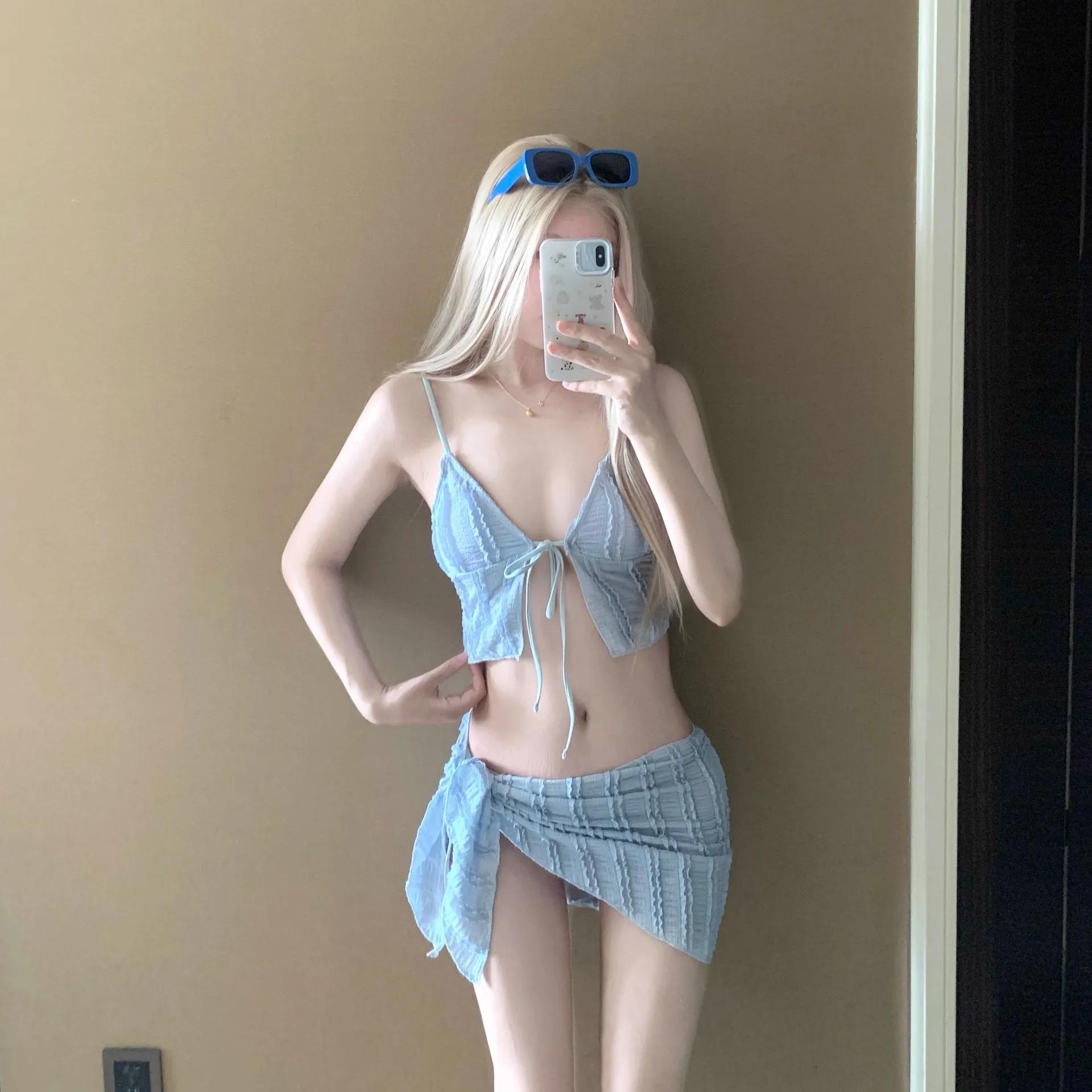 Women's Bikini Swimsuit Set - Korean Style High-End Swimwear for Hot Springs & Travel - Three-Piece Pure Desire Style thumbnail 2