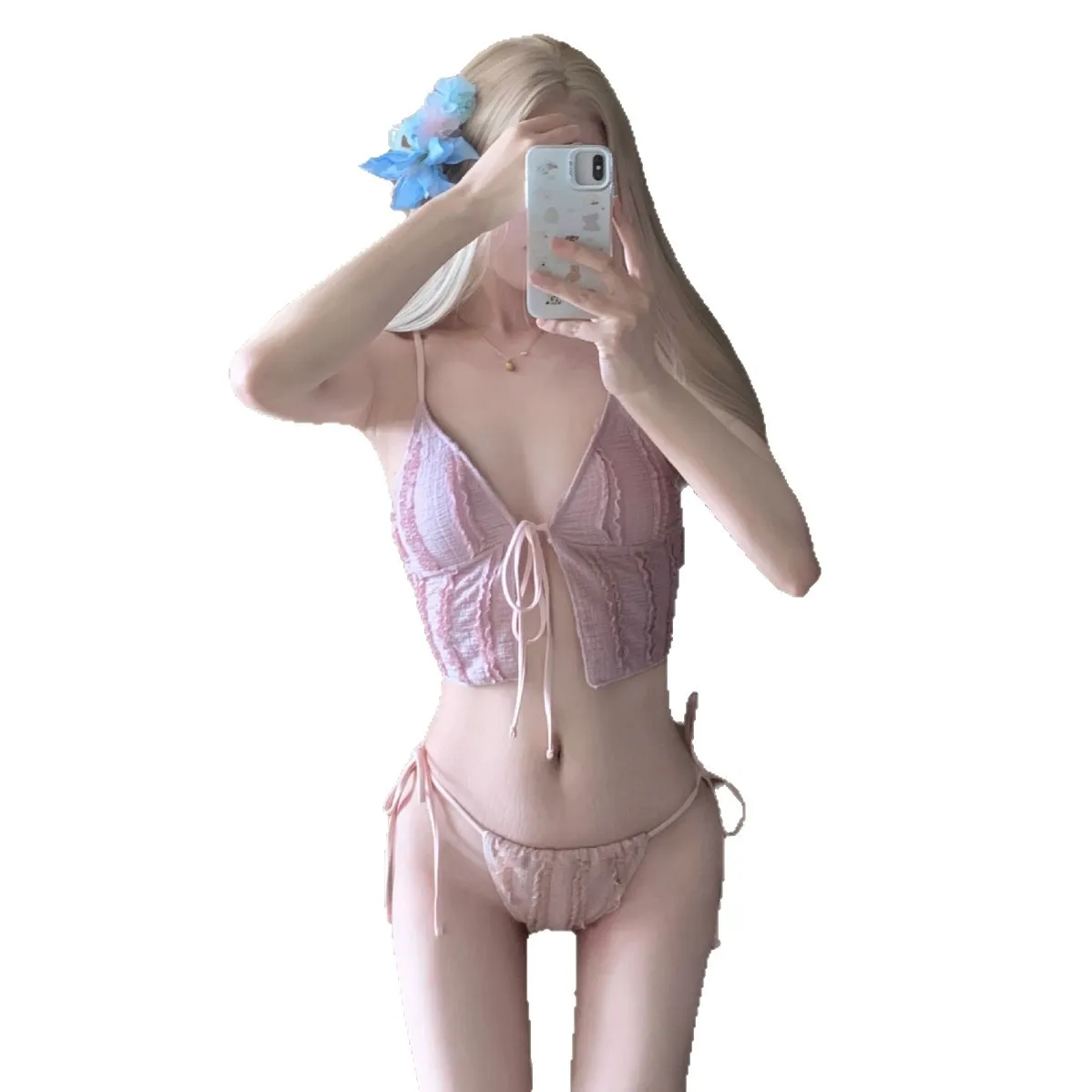 Women's Bikini Swimsuit Set - Korean Style High-End Swimwear for Hot Springs & Travel - Three-Piece Pure Desire Style thumbnail 5