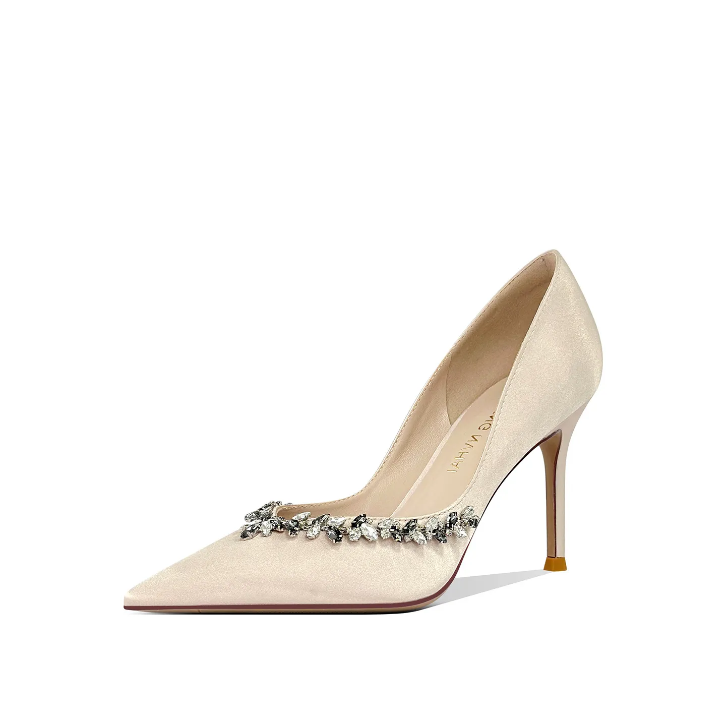 Women's Satin High Heels Pointed Toe Rhinestone Wedding Shoes Elegant Comfortable Bridesmaid Pumps Versatile Formal Occasion Party Shoes thumbnail 5