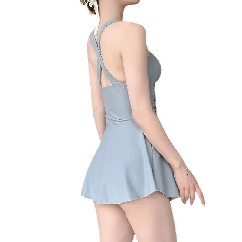 Women's One-Piece Swimsuit - Avocado Green Slimming Sports Swimwear for Hot Springs, Vacation, and Swimming thumbnail 5