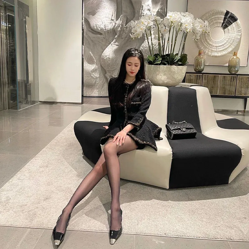 Rose Park Chae-Young's Same Style High Heels, Exclusively Available for Cross-Border Sales in 2023, Metal Square-Toe Single-Strap Closed-Toe Sandals with Back Straps thumbnail 4