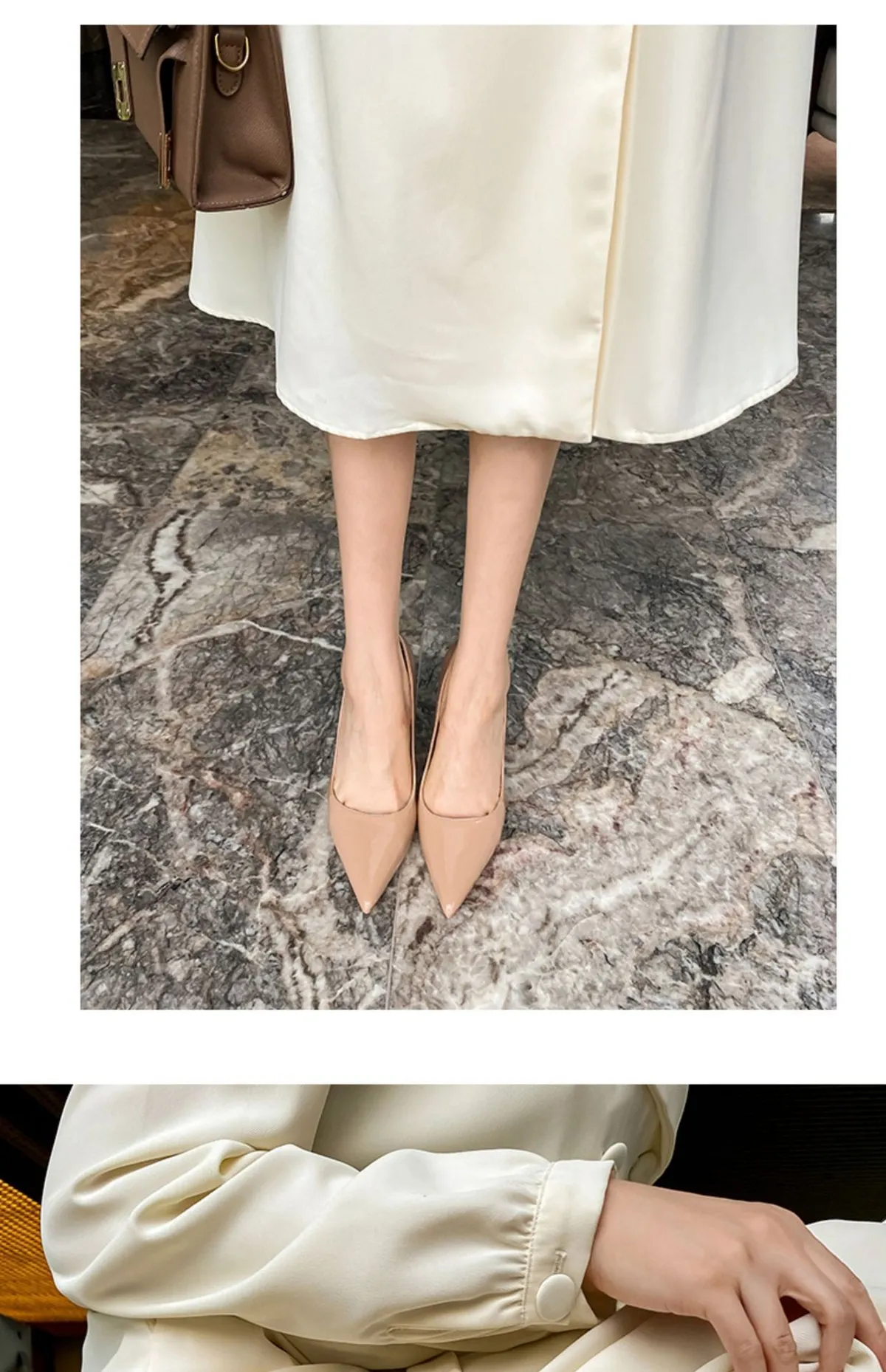 Elegant Nude Leather High Heels for Women - Pointed Toe Stiletto Heel - New 2024 Spring/Autumn/Winter Black Single Layer Shoes showcase 14