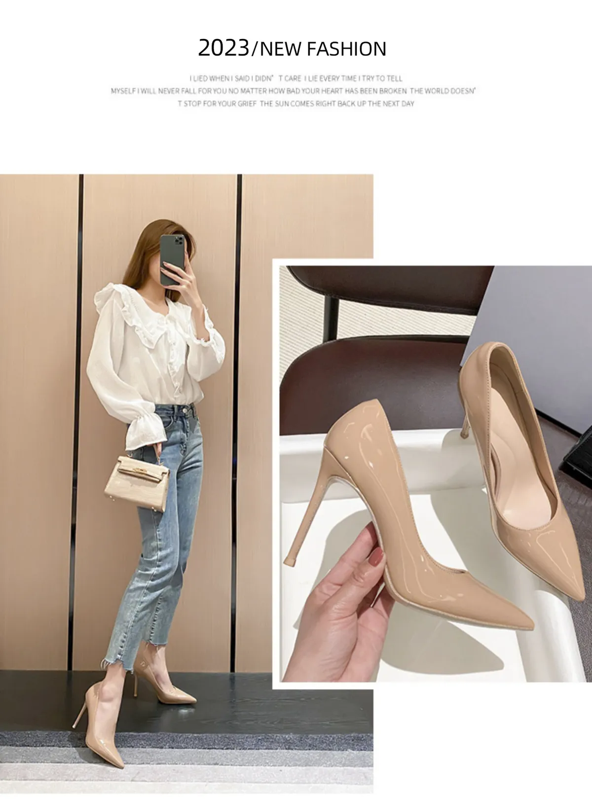 Elegant Nude Leather High Heels for Women - Pointed Toe Stiletto Heel - New 2024 Spring/Autumn/Winter Black Single Layer Shoes showcase 20