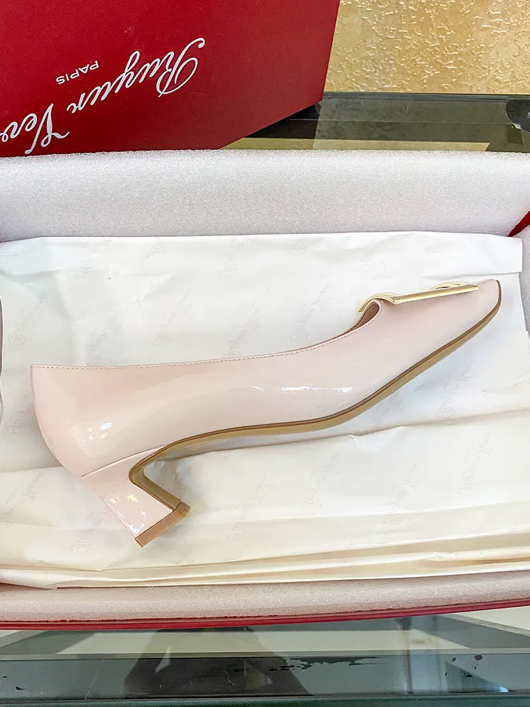 Women's Patent Leather High Heels - Square Buckle Chunky Heel Court Shoes - Elegant Office & Commuting Footwear - Spring Fashion 2026 thumbnail 9