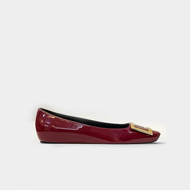 Women's Genuine Leather Flat Shoes with Square Buckle - Handmade High-End Classic Loafers, Comfortable High Heels, Factory Direct Sale thumbnail 9