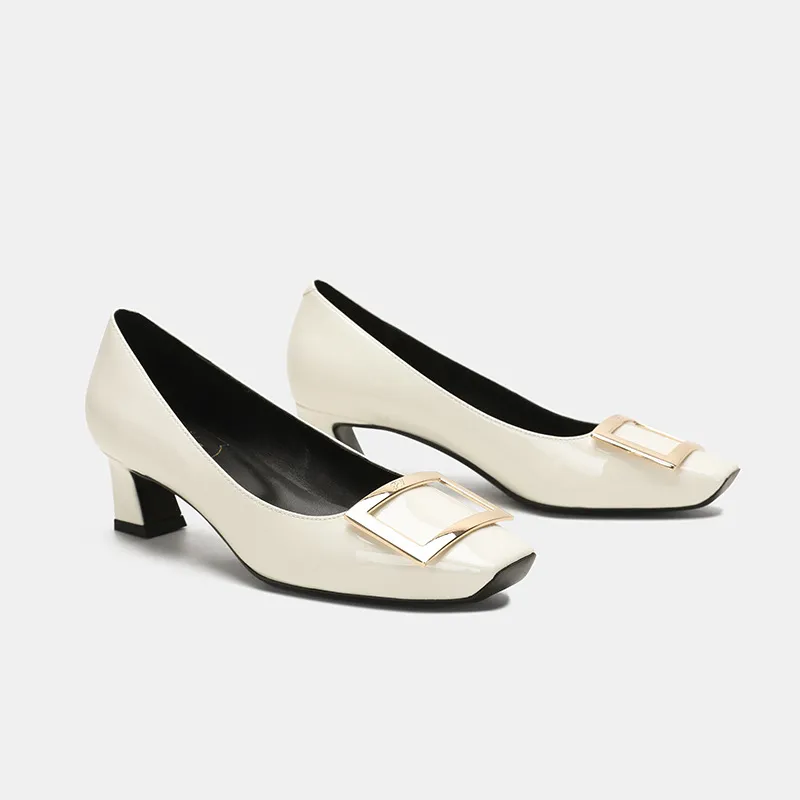 Women's Genuine Leather Flat Shoes with Square Buckle - Handmade High-End Classic Loafers, Comfortable High Heels, Factory Direct Sale showcase 16