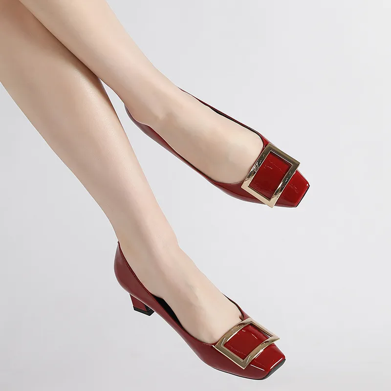 Women's Genuine Leather Flat Shoes with Square Buckle - Handmade High-End Classic Loafers, Comfortable High Heels, Factory Direct Sale showcase 14