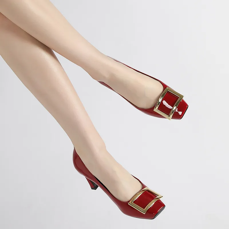 Women's Genuine Leather Flat Shoes with Square Buckle - Handmade High-End Classic Loafers, Comfortable High Heels, Factory Direct Sale showcase 8