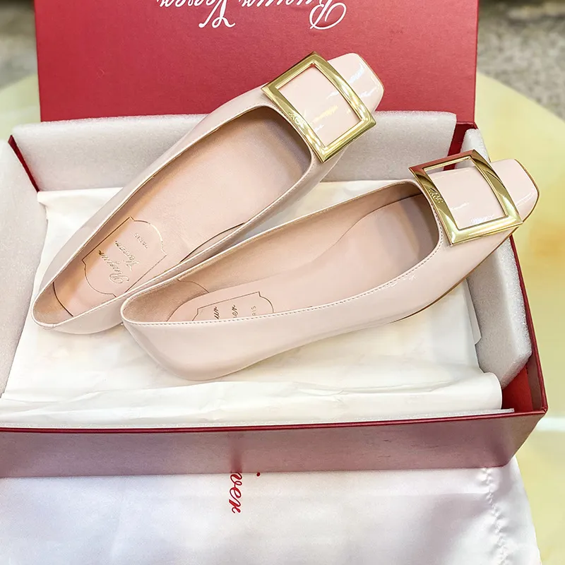 Women's Genuine Leather Flat Shoes with Square Buckle - Handmade High-End Classic Loafers, Comfortable High Heels, Factory Direct Sale showcase 2