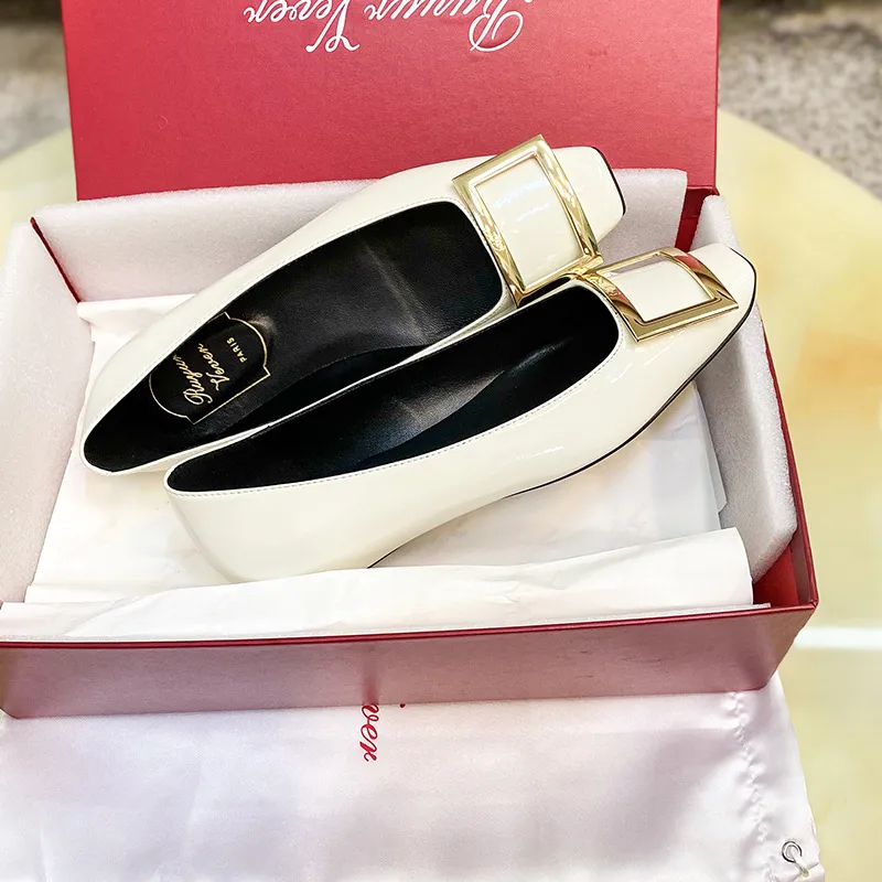 Women's Genuine Leather Flat Shoes with Square Buckle - Handmade High-End Classic Loafers, Comfortable High Heels, Factory Direct Sale showcase 4