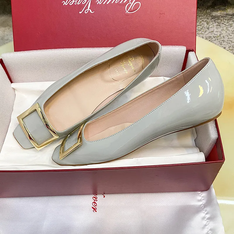 Women's Genuine Leather Flat Shoes with Square Buckle - Handmade High-End Classic Loafers, Comfortable High Heels, Factory Direct Sale showcase 1
