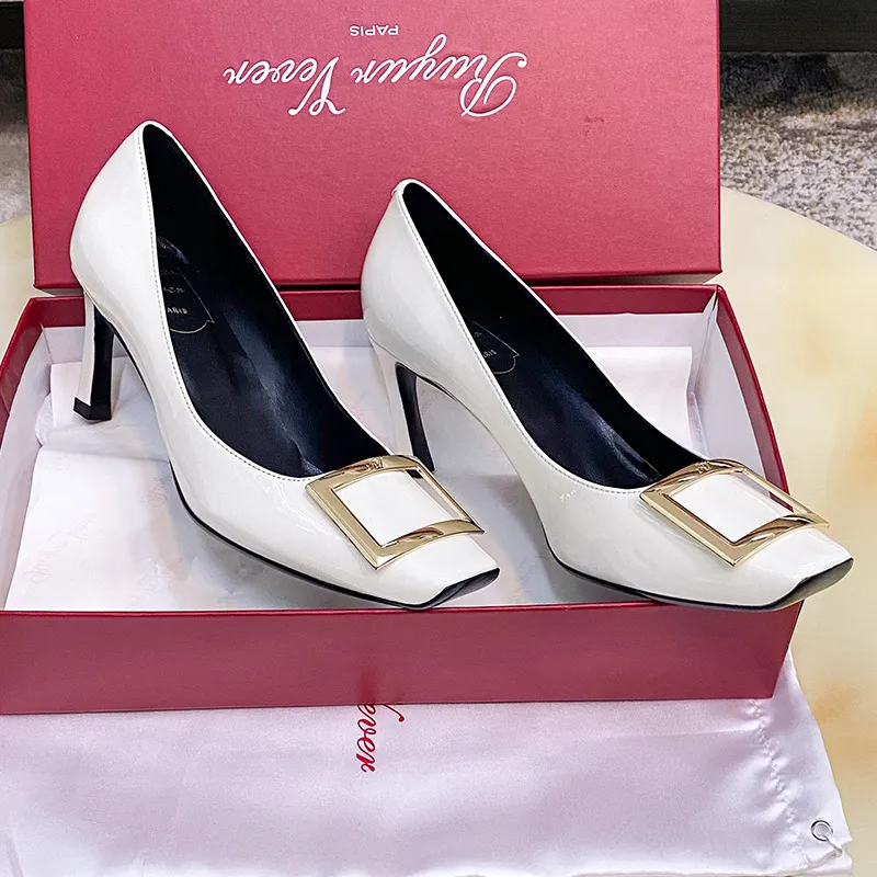 Women's Genuine Leather Flat Shoes with Square Buckle - Handmade High-End Classic Loafers, Comfortable High Heels, Factory Direct Sale showcase 9
