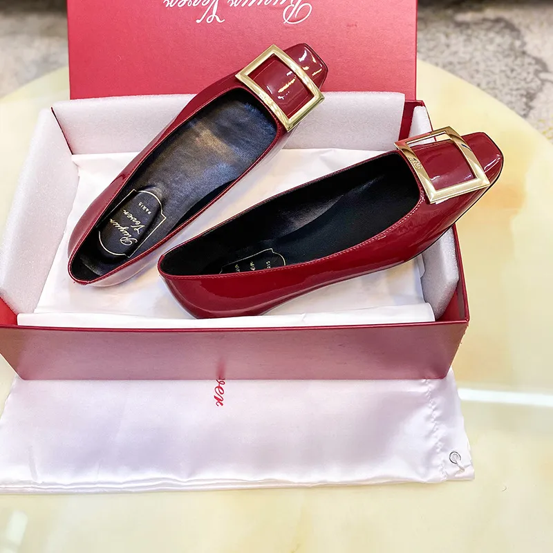 Women's Genuine Leather Flat Shoes with Square Buckle - Handmade High-End Classic Loafers, Comfortable High Heels, Factory Direct Sale showcase 3