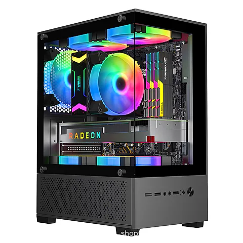 MATX PC Case Tempered Glass Side Panel DIY Desktop Computer Case Micro ATX Gaming PC Case Transparent Shell for Small and Medium Motherboards