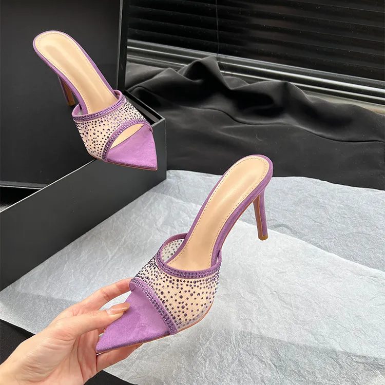 Women's Pointed Toe High Heel Slippers - Elegant Summer Sandals, Sexy Stiletto Heel Mules for Party, Wedding, or Evening Wear showcase 19