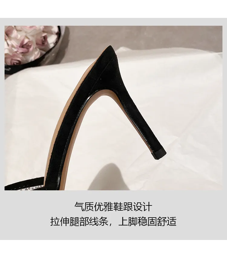 Women's Pointed Toe High Heel Slippers - Elegant Summer Sandals, Sexy Stiletto Heel Mules for Party, Wedding, or Evening Wear showcase 11