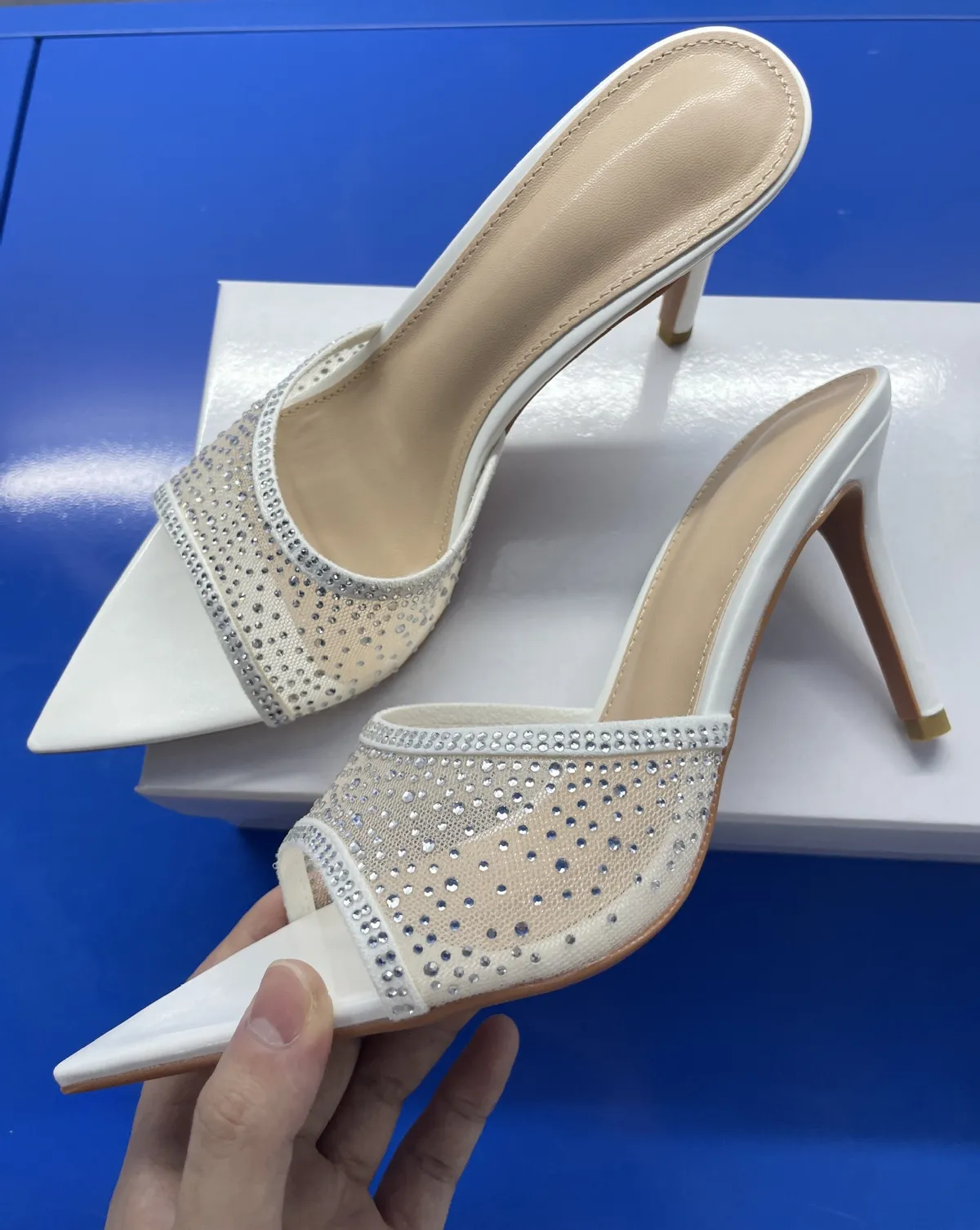 Women's Pointed Toe High Heel Slippers - Elegant Summer Sandals, Sexy Stiletto Heel Mules for Party, Wedding, or Evening Wear showcase 7