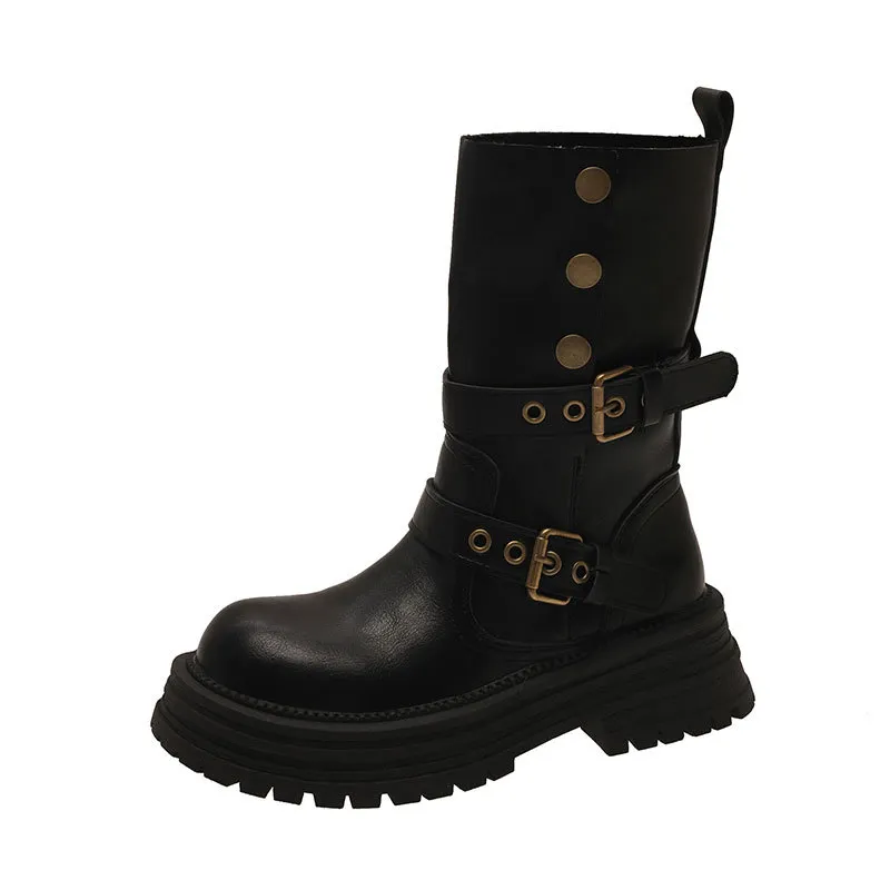 Women's British Style Ankle Boots 2025 Autumn Retro Maillard Brown/Black Thick Sole Short Boots Comfortable Fashionable Ladies Footwear thumbnail 5