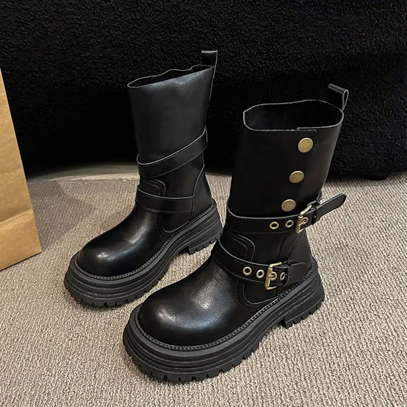 Women's British Style Ankle Boots 2025 Autumn Retro Maillard Brown/Black Thick Sole Short Boots Comfortable Fashionable Ladies Footwear thumbnail 7