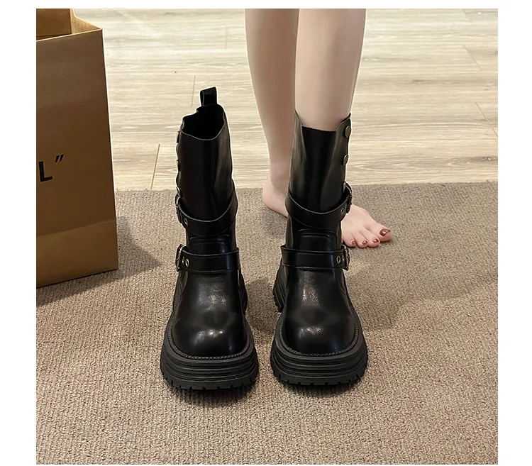 Women's British Style Ankle Boots 2025 Autumn Retro Maillard Brown/Black Thick Sole Short Boots Comfortable Fashionable Ladies Footwear showcase 9