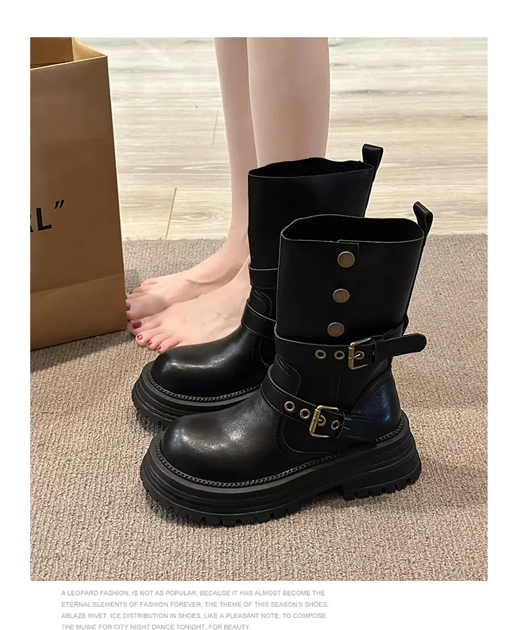 Women's British Style Ankle Boots 2025 Autumn Retro Maillard Brown/Black Thick Sole Short Boots Comfortable Fashionable Ladies Footwear showcase 8
