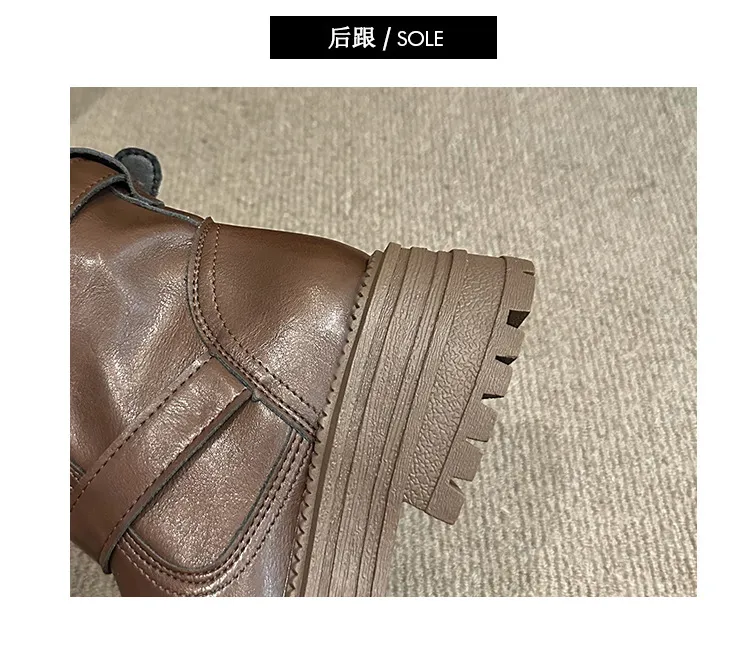 Women's British Style Ankle Boots 2025 Autumn Retro Maillard Brown/Black Thick Sole Short Boots Comfortable Fashionable Ladies Footwear showcase 6