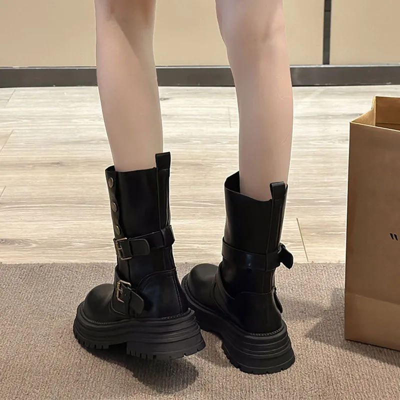 Women's British Style Ankle Boots 2025 Autumn Retro Maillard Brown/Black Thick Sole Short Boots Comfortable Fashionable Ladies Footwear thumbnail 3