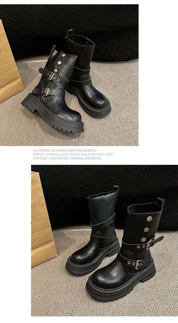 Women's British Style Ankle Boots 2025 Autumn Retro Maillard Brown/Black Thick Sole Short Boots Comfortable Fashionable Ladies Footwear showcase 18
