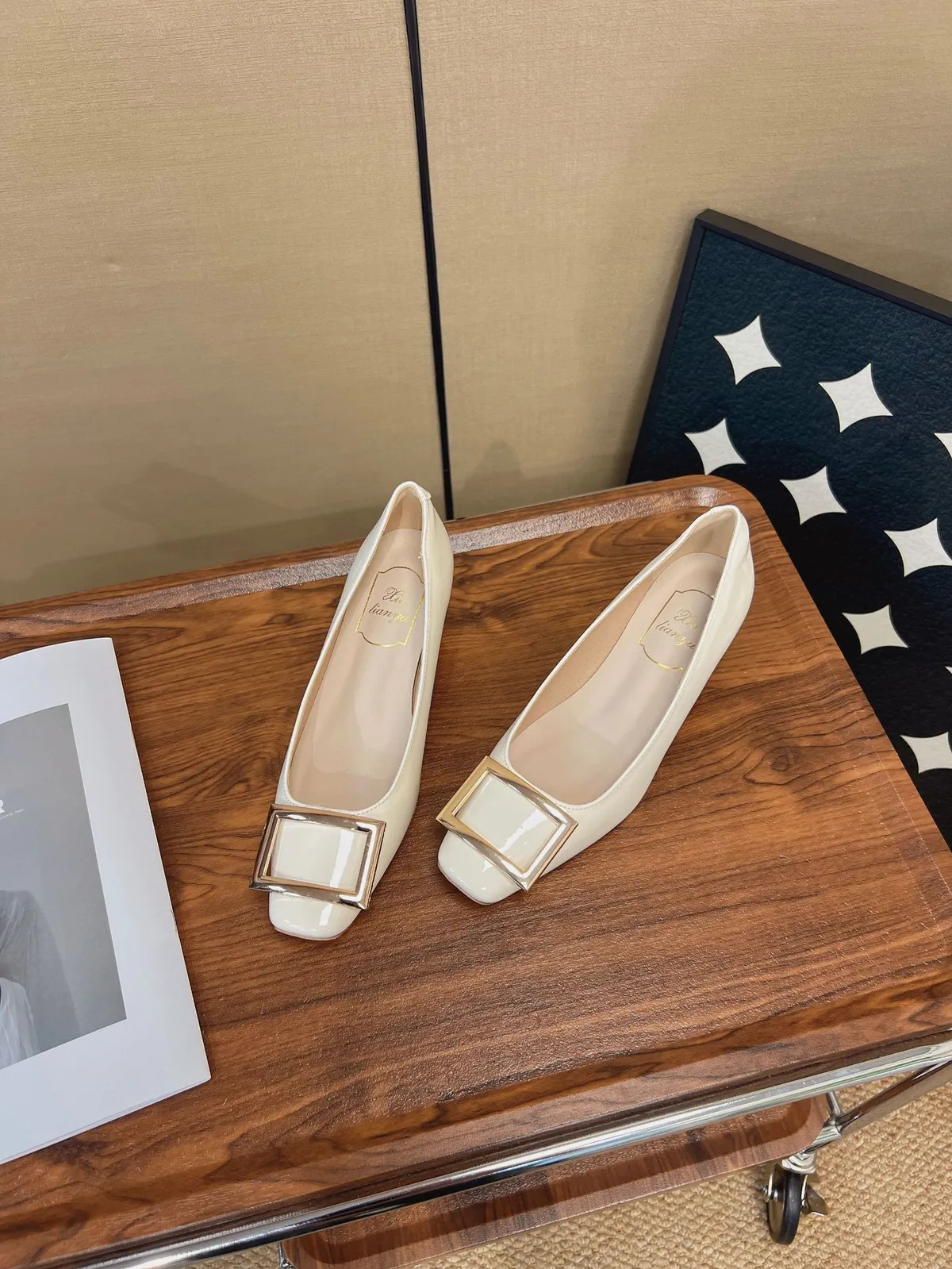 Women's Classic Square Toe Low Heel Pumps Elegant Buckle Slip-On Shoes Comfortable Soft Sole Office Commute Dress Shoes showcase 6