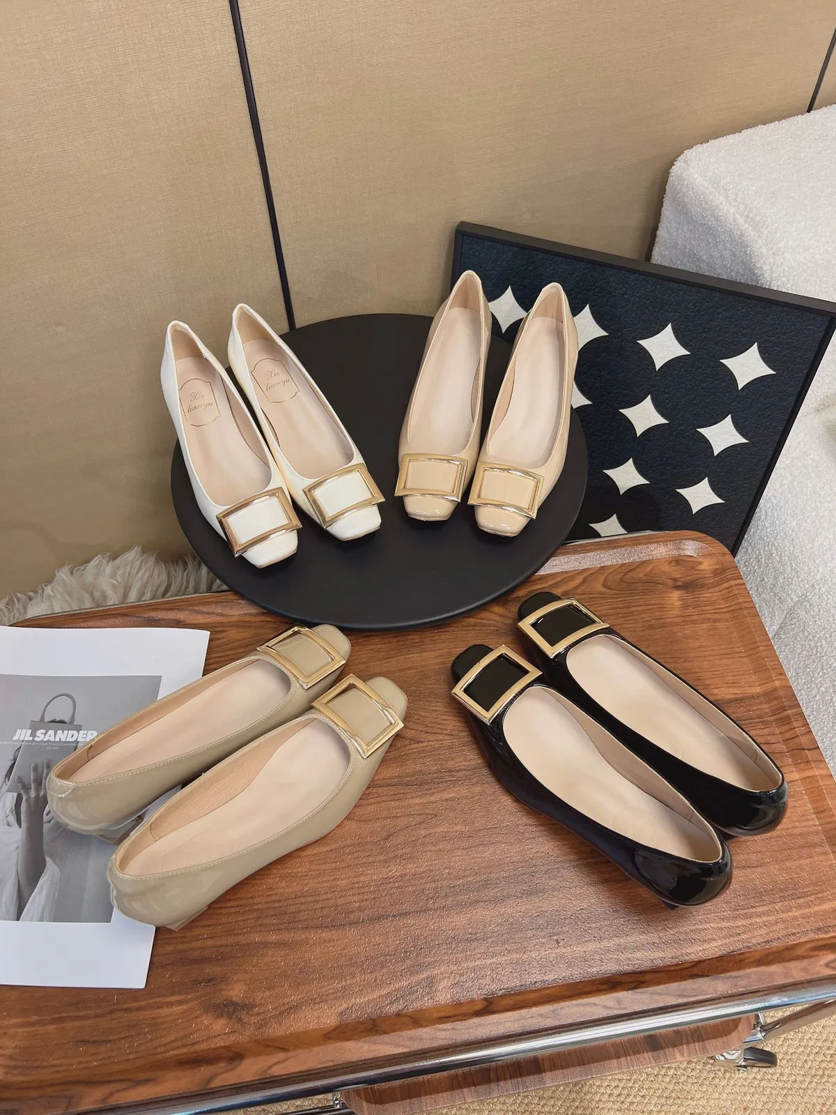 Women's Classic Square Toe Low Heel Pumps Elegant Buckle Slip-On Shoes Comfortable Soft Sole Office Commute Dress Shoes showcase 1