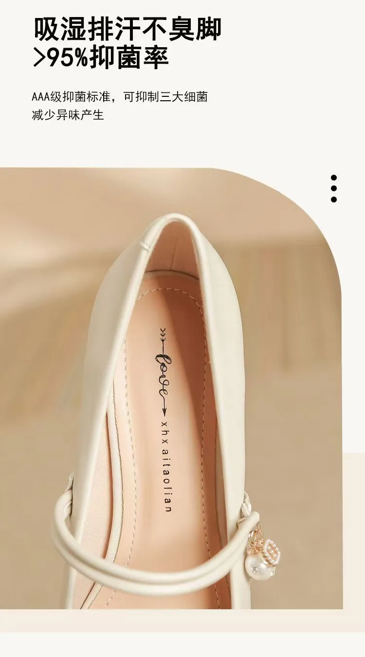 Women's Mary Jane Shoes 2024 Spring Autumn Fashion Chunky Heel Pumps Versatile French Style Elegant High Heels for Skirts showcase 6
