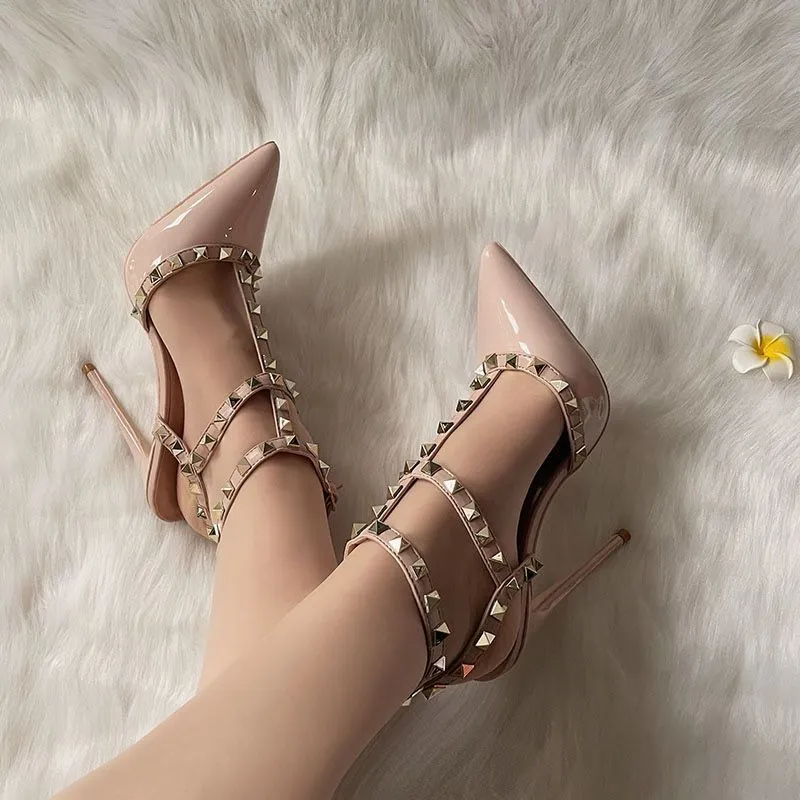 Women's Stiletto High Heels with Rivets - 2024 New Style Buckle Non-Slip Work Shoes - Pointed Toe, All-Match Fashion Pumps showcase 10