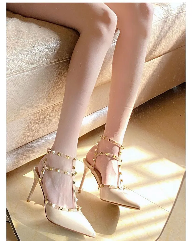 Women's Stiletto High Heels with Rivets - 2024 New Style Buckle Non-Slip Work Shoes - Pointed Toe, All-Match Fashion Pumps showcase 6
