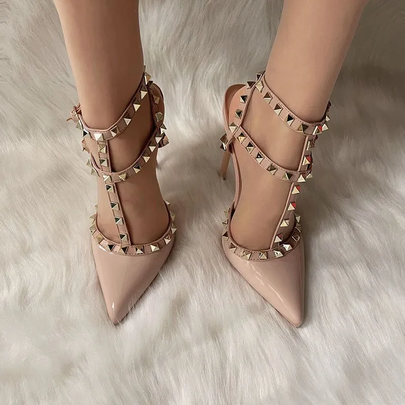 Women's Stiletto High Heels with Rivets - 2024 New Style Buckle Non-Slip Work Shoes - Pointed Toe, All-Match Fashion Pumps showcase 12