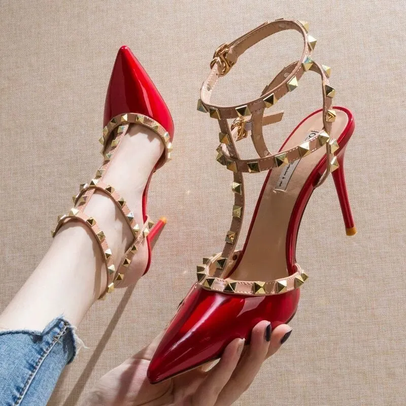 Women's Stiletto High Heels with Rivets - 2024 New Style Buckle Non-Slip Work Shoes - Pointed Toe, All-Match Fashion Pumps showcase 3