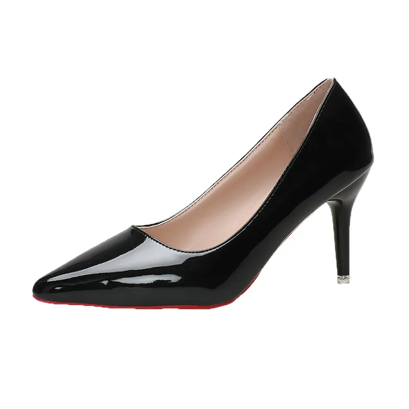 Women's Sexy Black High Heels with Red Soles - Pointed Toe Stiletto Pumps for Flirting, Spring Fashion, Elegant Party Shoes thumbnail 7