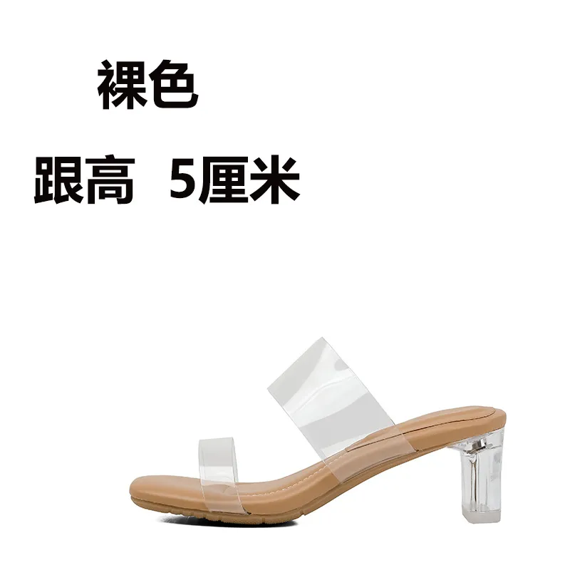 Women's Sheepskin High Heel Sandals - Transparent Crystal Heel, Summer Fashion, Comfortable Outer Wear Shoes for Ladies thumbnail 7