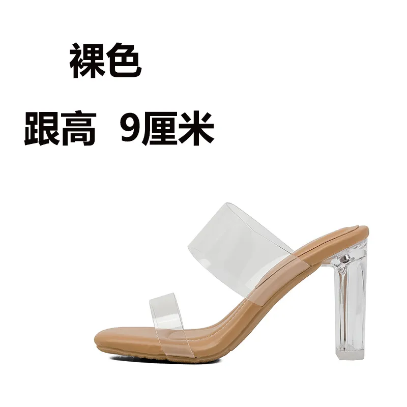 Women's Sheepskin High Heel Sandals - Transparent Crystal Heel, Summer Fashion, Comfortable Outer Wear Shoes for Ladies thumbnail 10