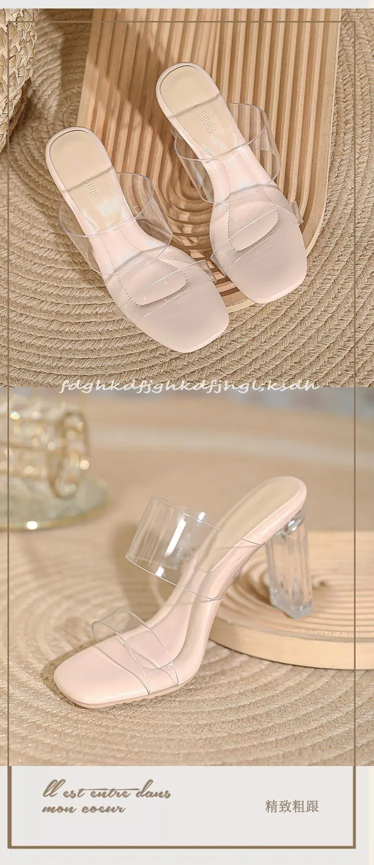 Women's Sheepskin High Heel Sandals - Transparent Crystal Heel, Summer Fashion, Comfortable Outer Wear Shoes for Ladies showcase 18
