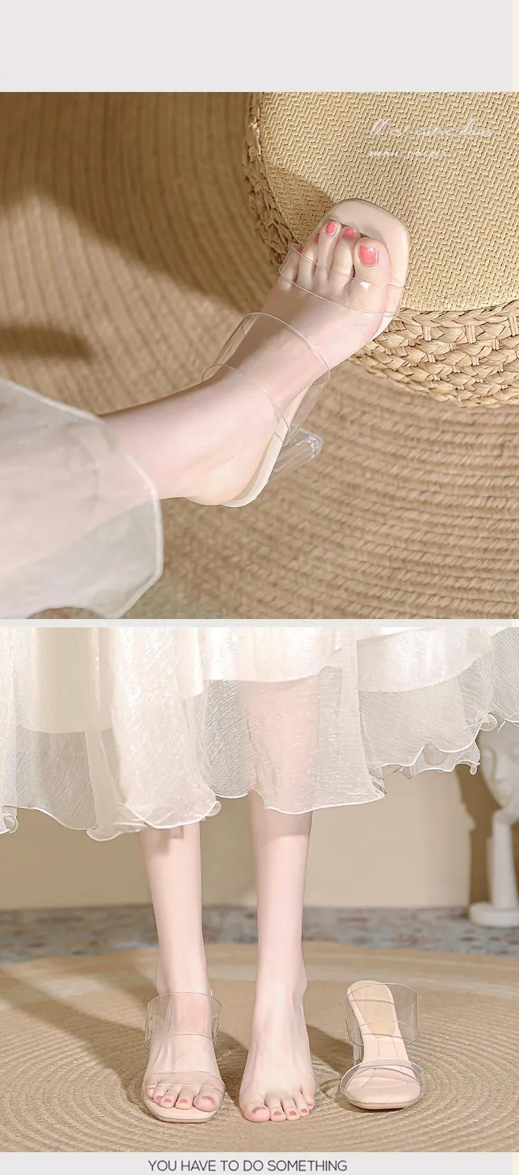 Women's Sheepskin High Heel Sandals - Transparent Crystal Heel, Summer Fashion, Comfortable Outer Wear Shoes for Ladies showcase 15