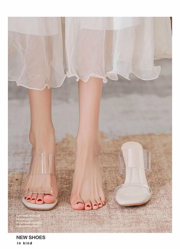 Women's Sheepskin High Heel Sandals - Transparent Crystal Heel, Summer Fashion, Comfortable Outer Wear Shoes for Ladies showcase 20