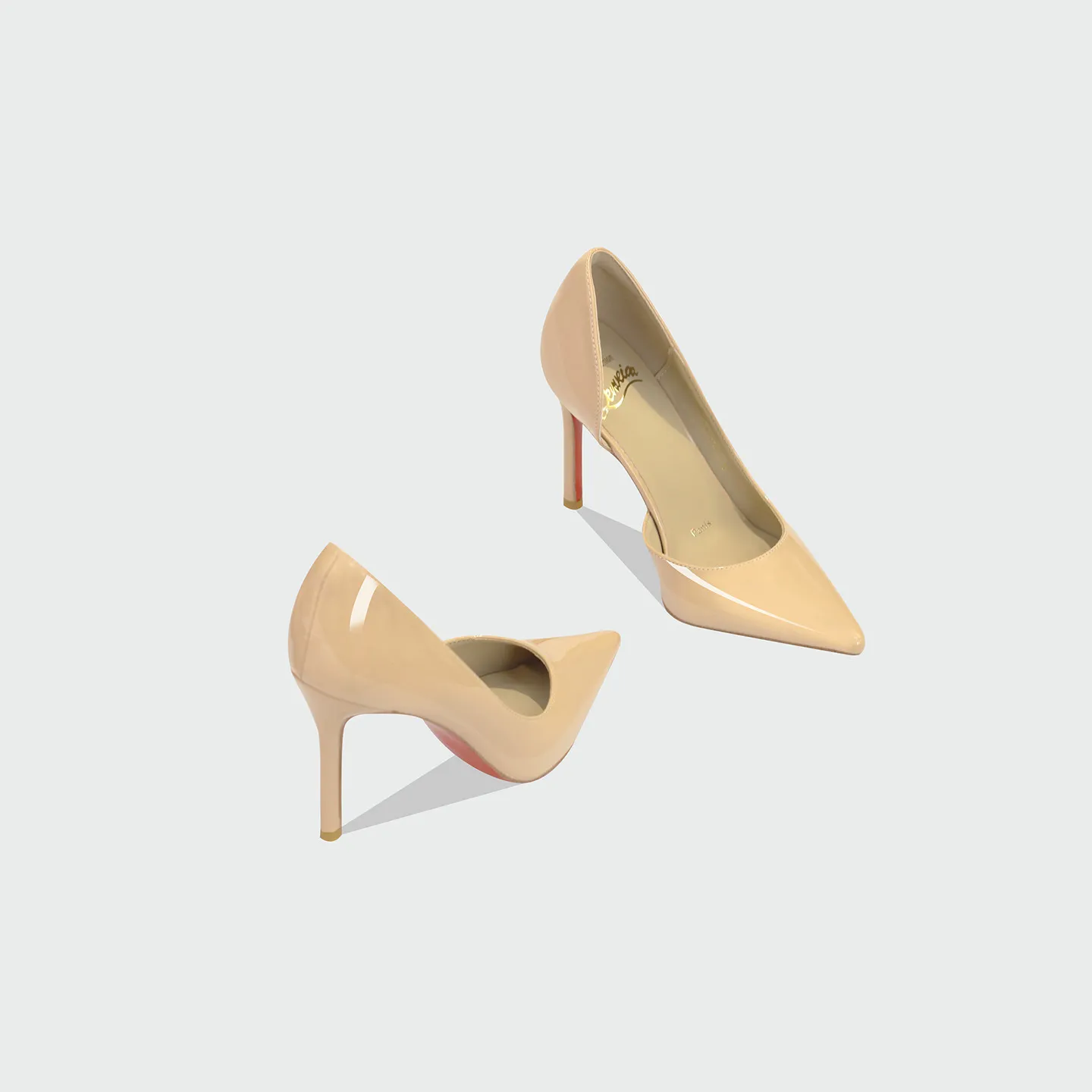 Women's Nude Pointed Toe High Heels - Red Bottom Stilettos, Korean Style, Comfortable, Versatile Spring Fashion Dress Shoes thumbnail 2