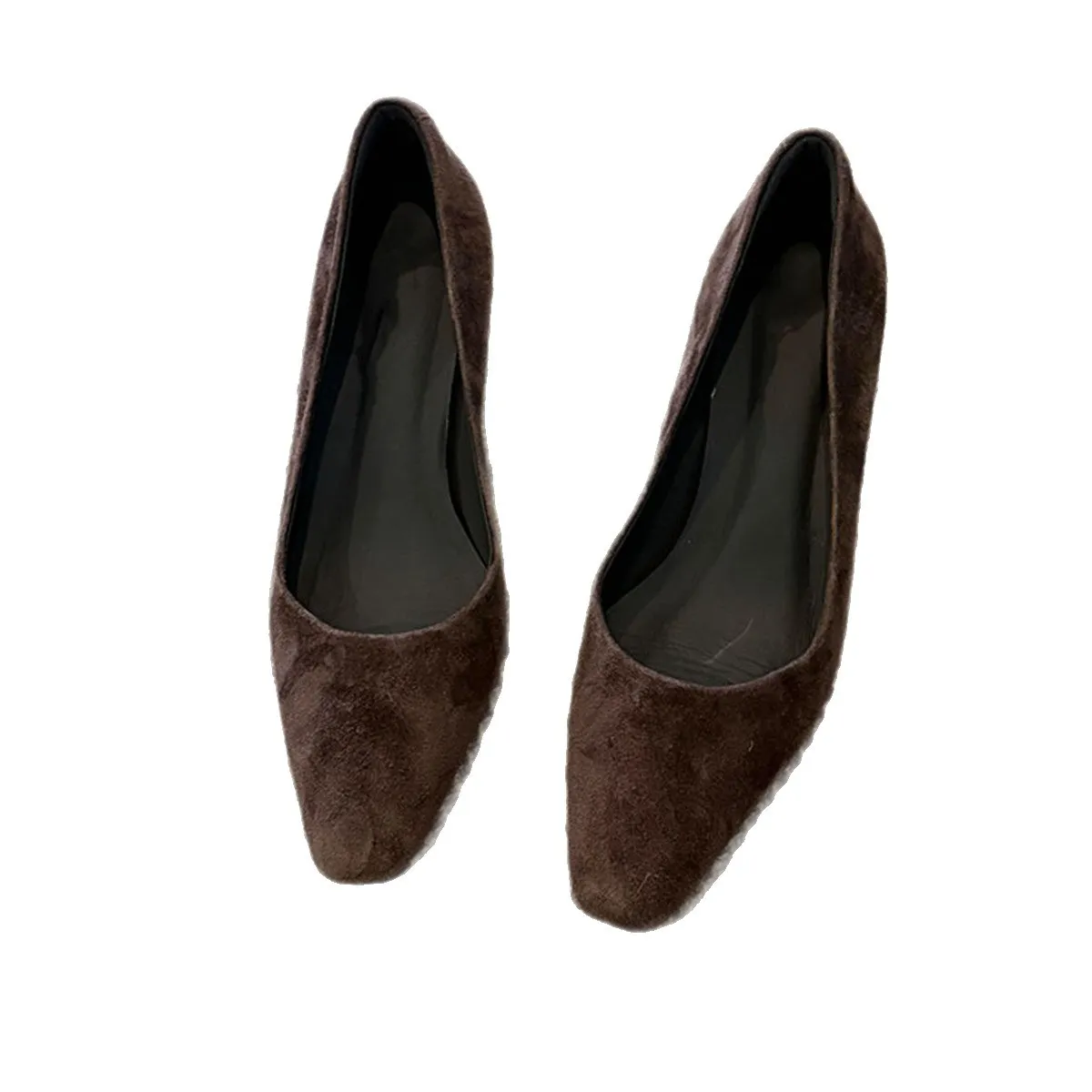 Women's Suede Leather Slip-On Heeled Shoes Elegant Pointed Toe Pumps Comfortable Work Casual High Heels thumbnail 5