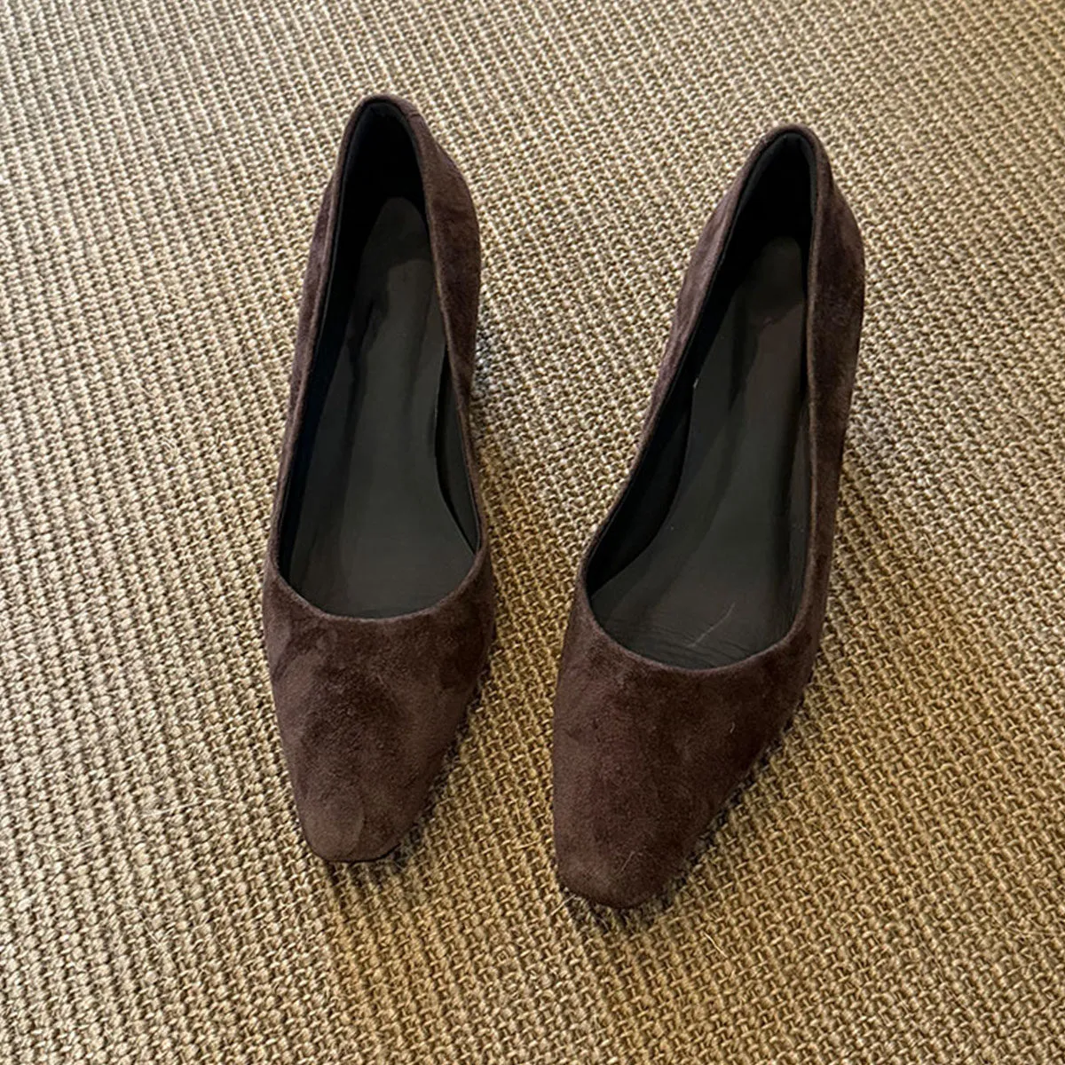 Women's Suede Leather Slip-On Heeled Shoes Elegant Pointed Toe Pumps Comfortable Work Casual High Heels thumbnail 2