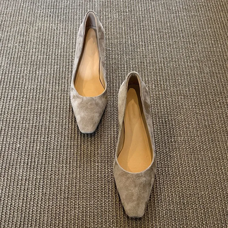Women's Suede Leather Slip-On Heeled Shoes Elegant Pointed Toe Pumps Comfortable Work Casual High Heels thumbnail 3